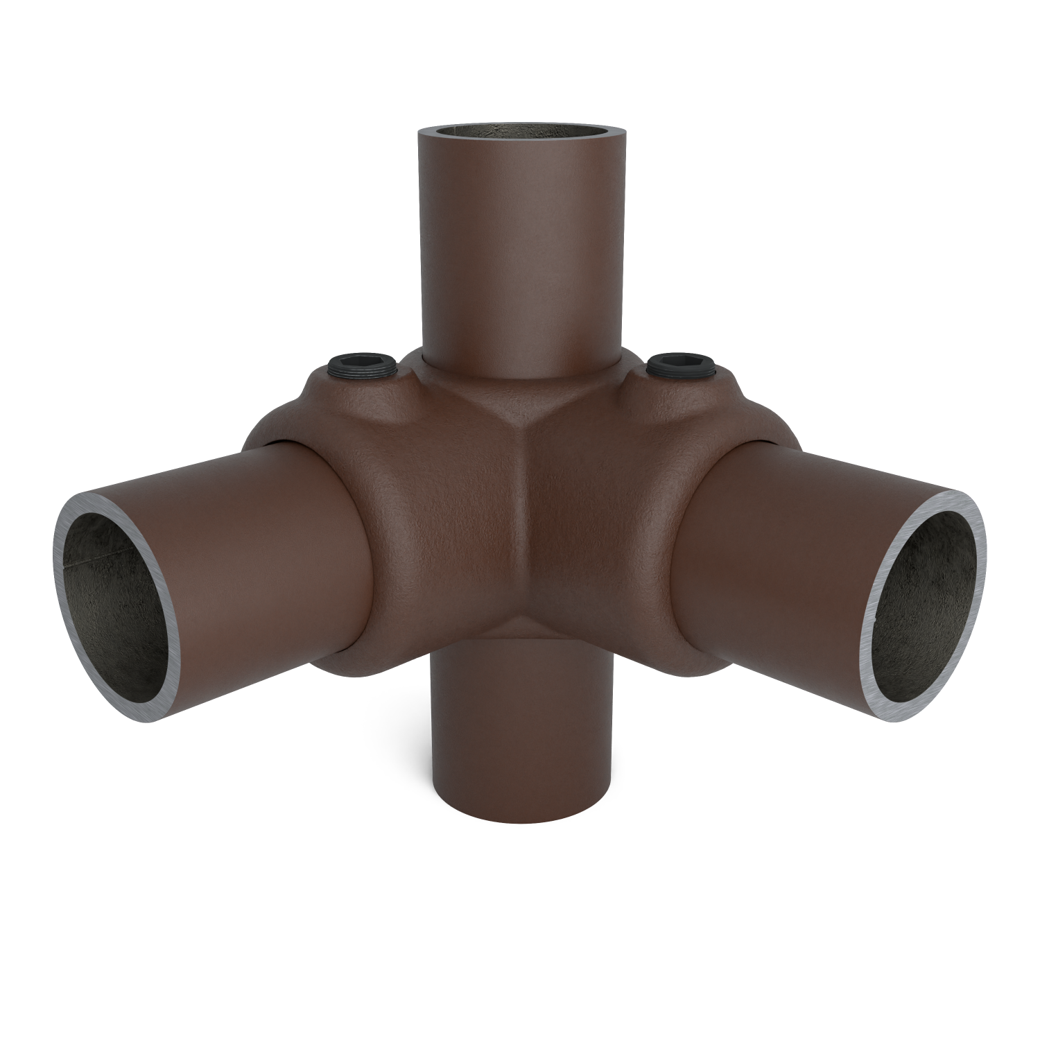 Buiskoppeling Hoekstuk 90º vintage 26,9 mm - vooraanzicht met buizen (Steigerbuisstunter.nl)