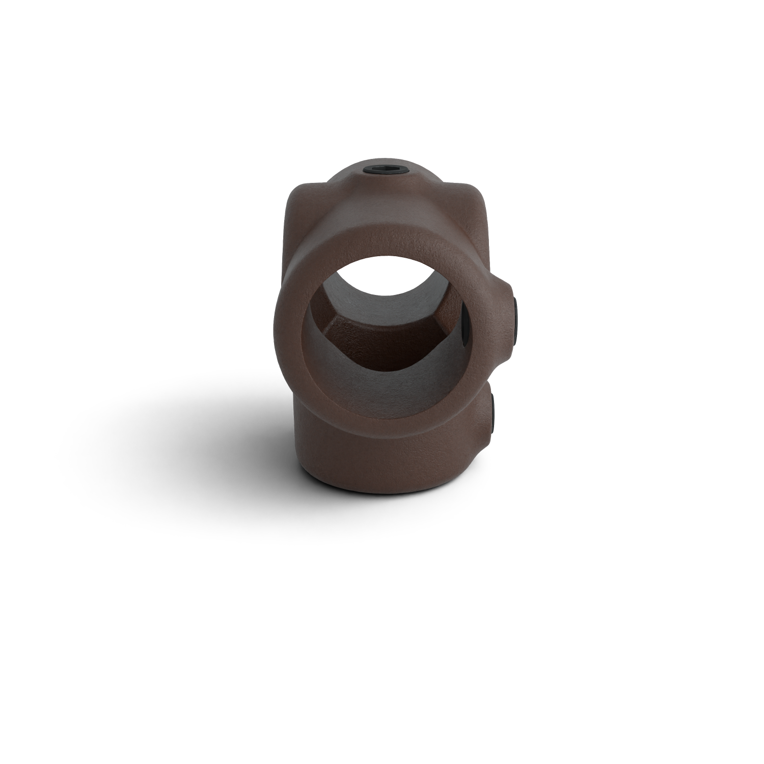 Buiskoppeling T-stuk zij-uitgang vintage 26,9 mm - zijaanzicht buiskoppeling (Steigerbuisstunter.nl)