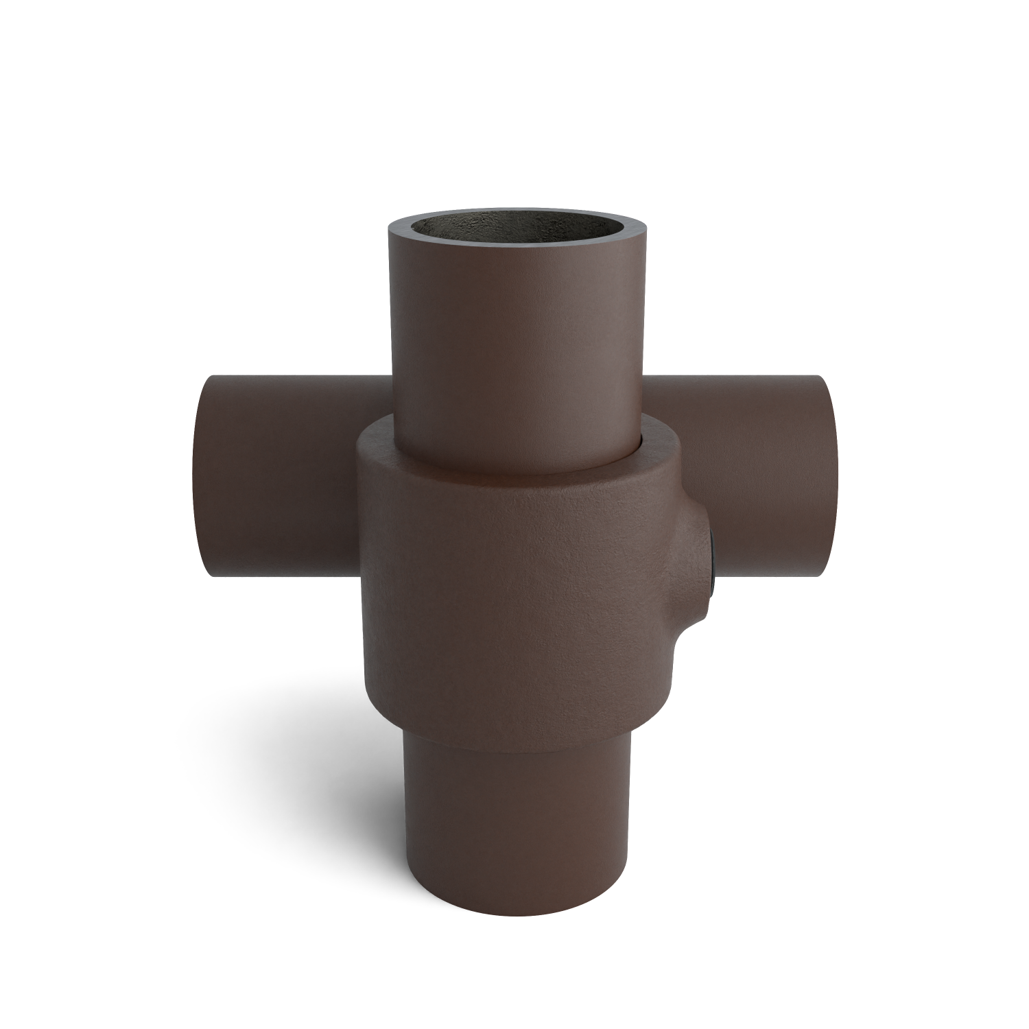 Buiskoppeling Kruisstuk 90º vintage 33,7 mm - zijaanzicht met buizen (Steigerbuisstunter.nl)