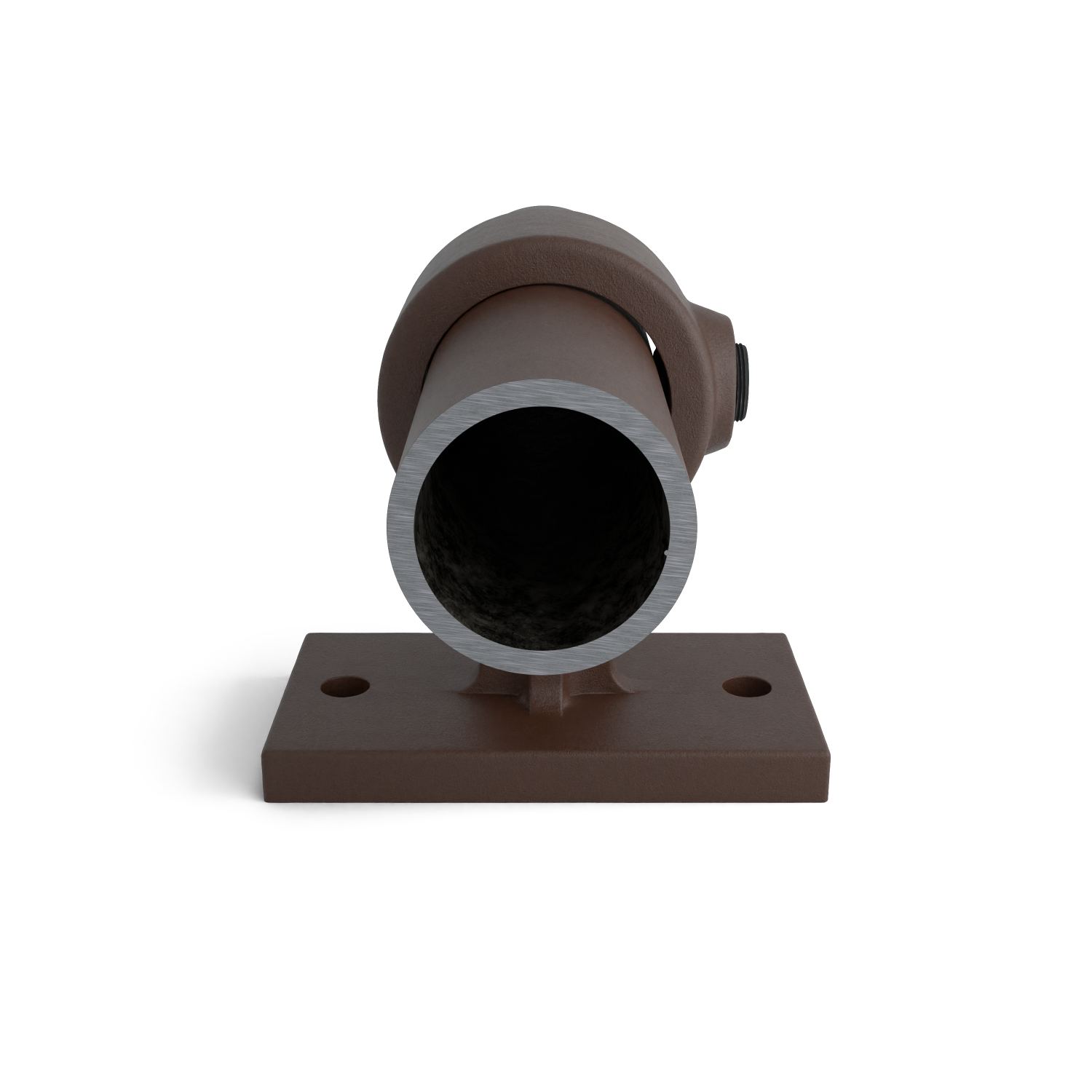 Buiskoppeling Leuningdrager vintage 26,9 mm - zijaanzicht met buizen (Steigerbuisstunter.nl)