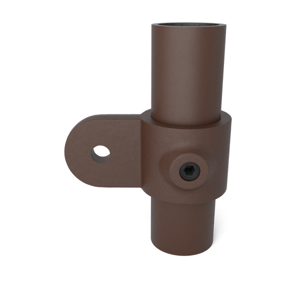 Buiskoppeling Oogdeel Scharnierstuk vintage 26,9 mm - vooraanzicht met buizen (Steigerbuisstunter.nl)