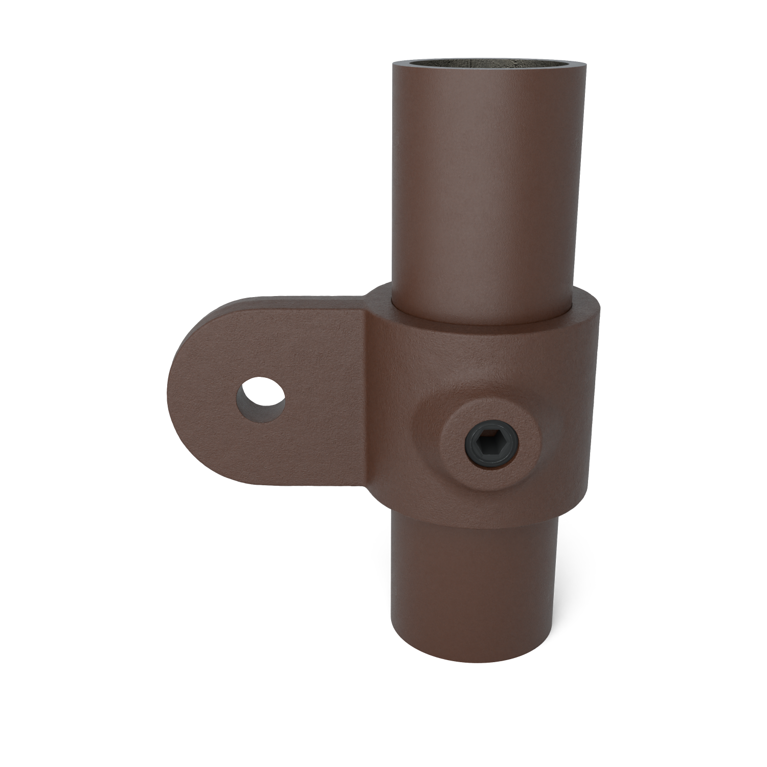 Buiskoppeling Oogdeel Scharnierstuk vintage 26,9 mm - vooraanzicht met buizen (Steigerbuisstunter.nl)