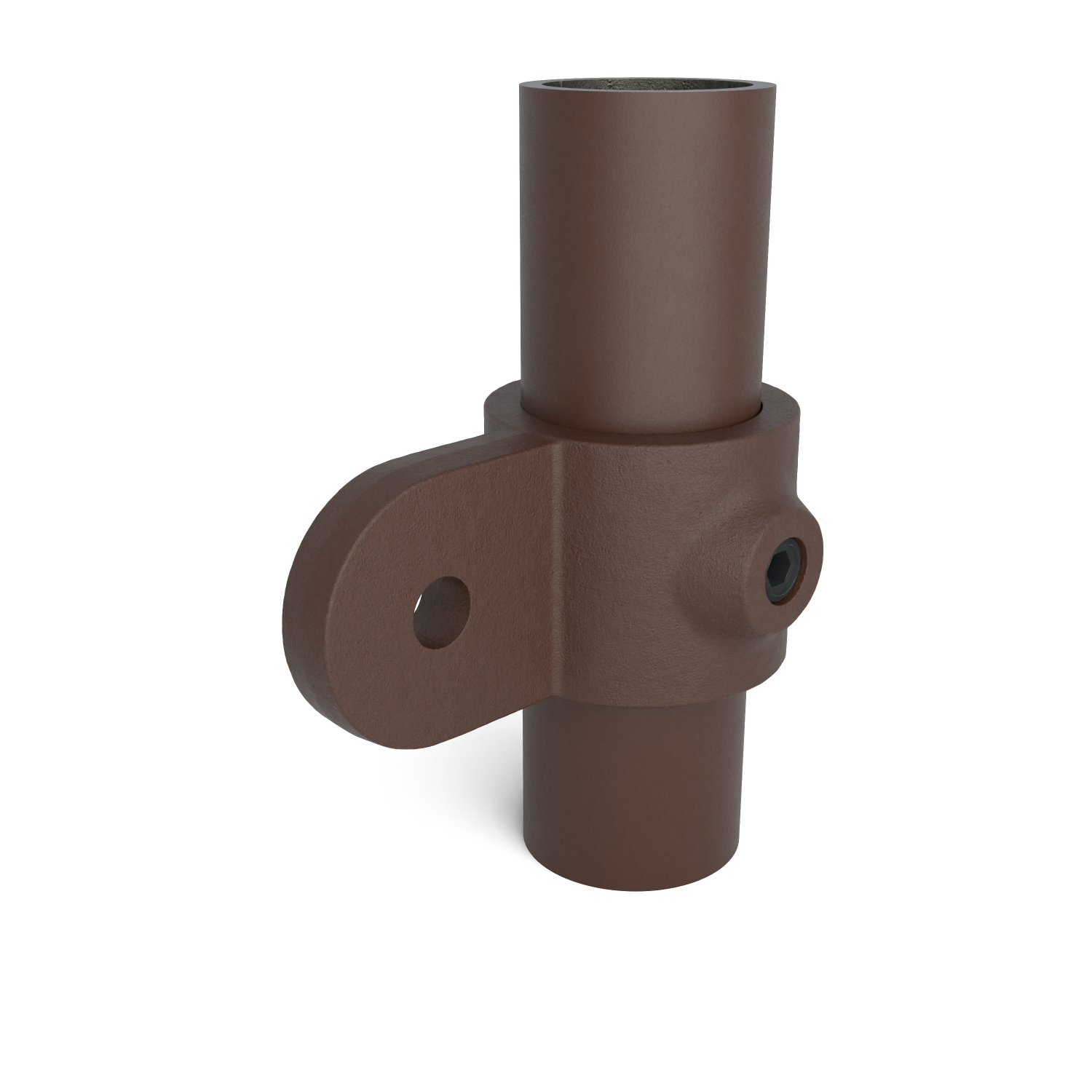 Buiskoppeling Oogdeel Scharnierstuk vintage 33,7 mm - schuin aanzicht met buizen (Steigerbuisstunter.nl)