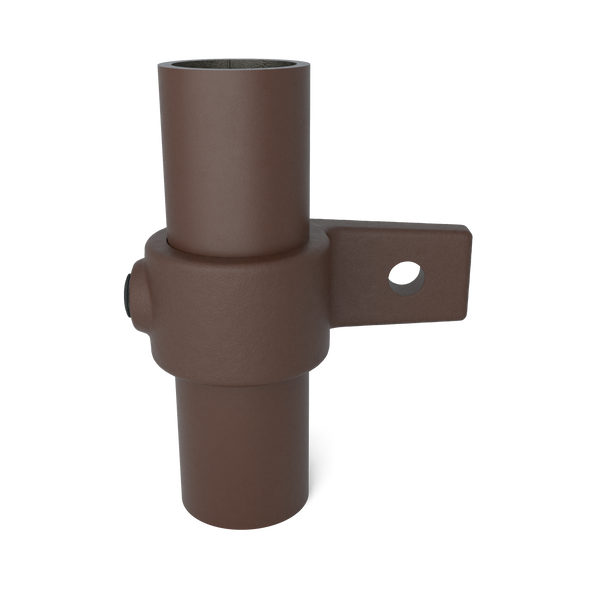 Buiskoppeling Bevestigingsring enkel vintage 33,7 mm - vooraanzicht met buizen (Steigerbuisstunter.nl)