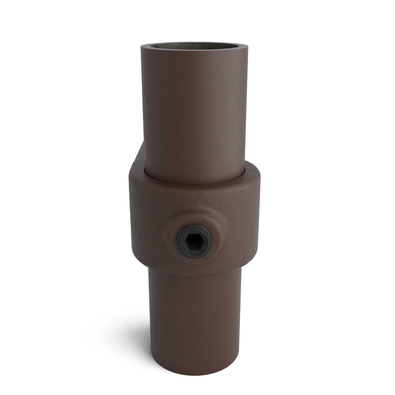 Buiskoppeling Bevestigingsring enkel vintage 26,9 mm - zijaanzicht met buizen (Steigerbuisstunter.nl)