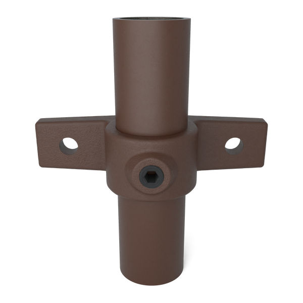 Buiskoppeling Bevestigingsring dubbel vintage 33,7 mm - vooraanzicht met buizen (Steigerbuisstunter.nl)