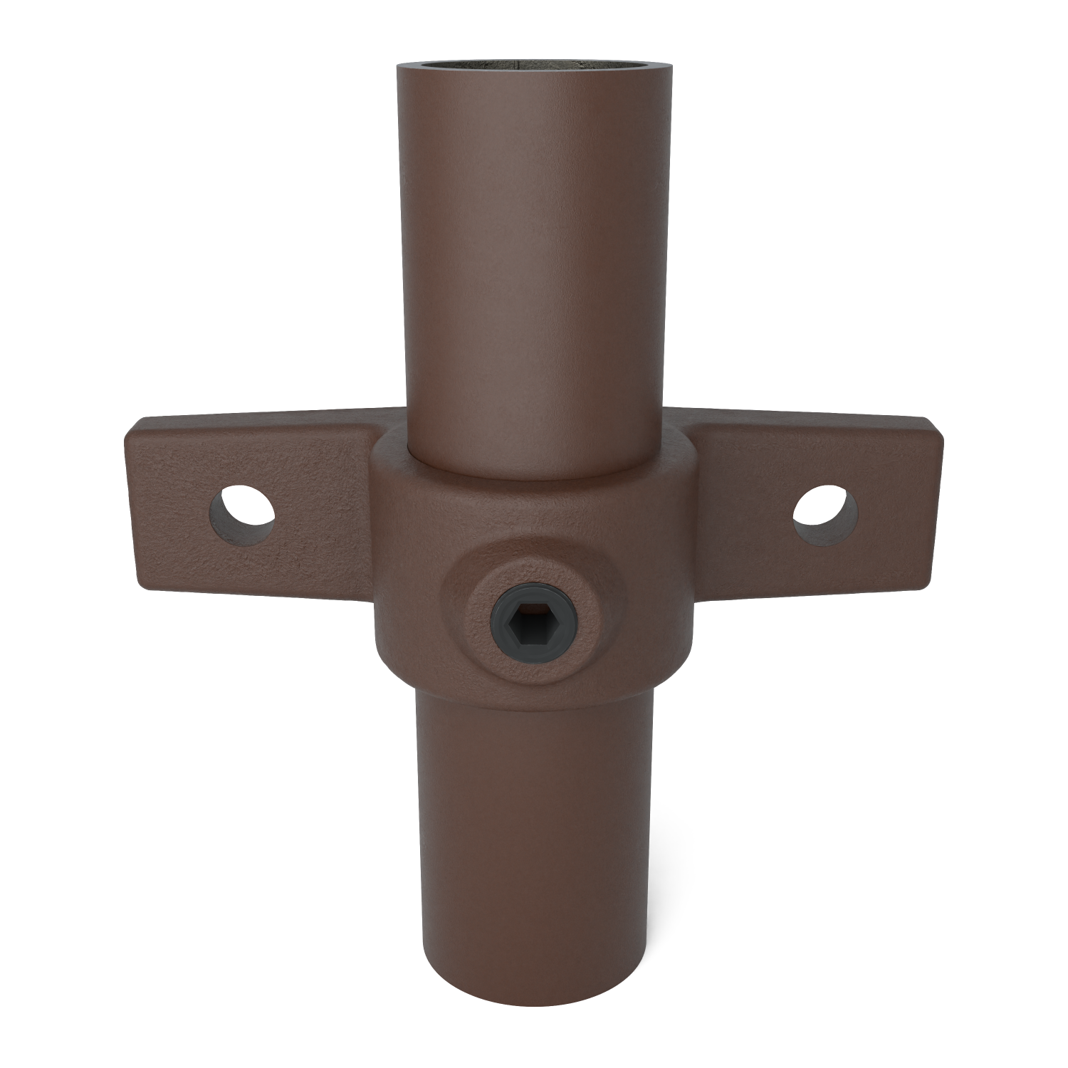 Buiskoppeling Bevestigingsring dubbel vintage 33,7 mm - vooraanzicht met buizen (Steigerbuisstunter.nl)