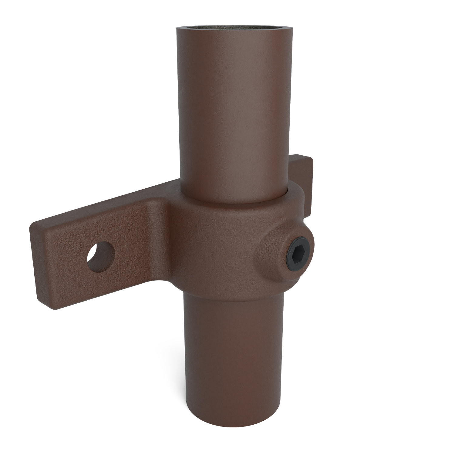 Buiskoppeling Bevestigingsring dubbel vintage 33,7 mm - schuin aanzicht met buizen (Steigerbuisstunter.nl)