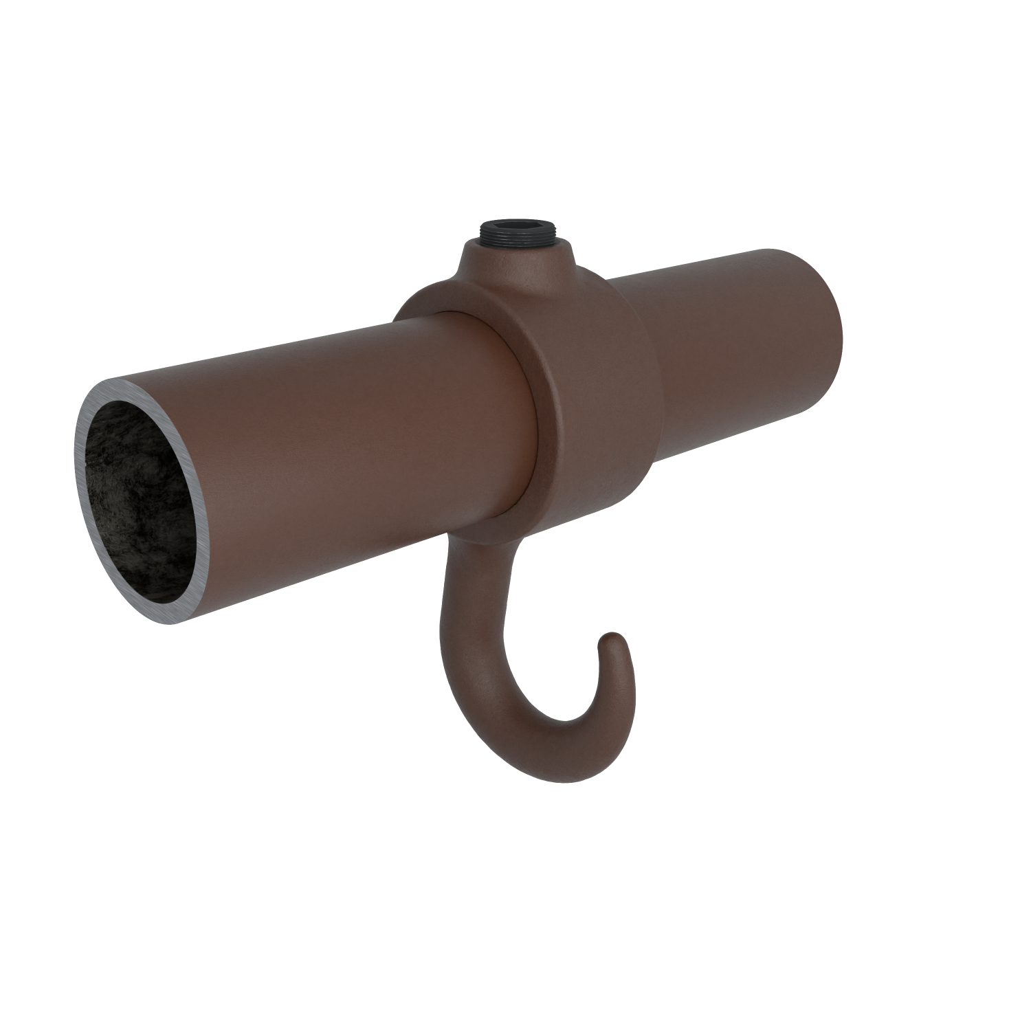 Buiskoppeling Kapstokhaak vintage 26,9 mm - vooraanzicht met buizen (Steigerbuisstunter.nl)