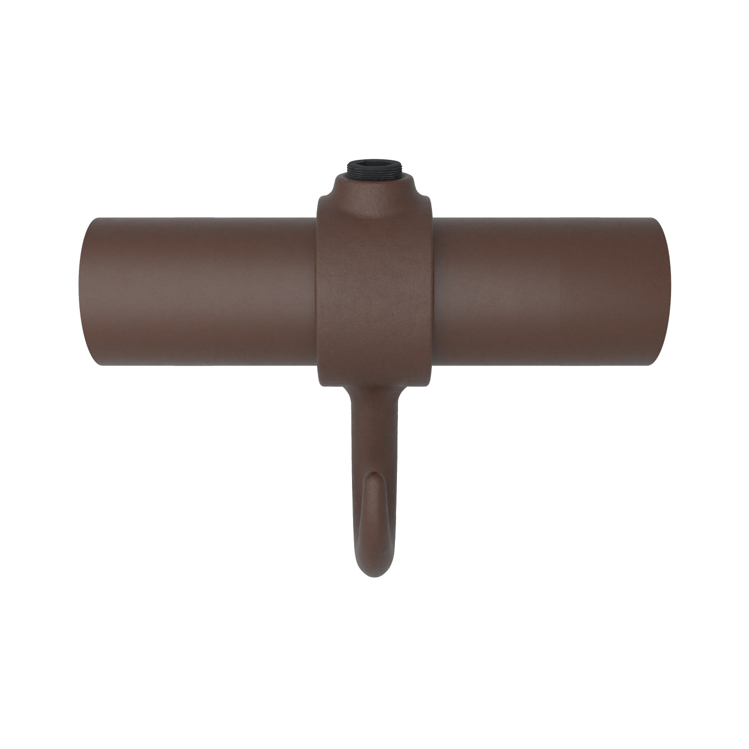 Buiskoppeling Kapstokhaak vintage 33,7 mm - schuin aanzicht met buizen (Steigerbuisstunter.nl)