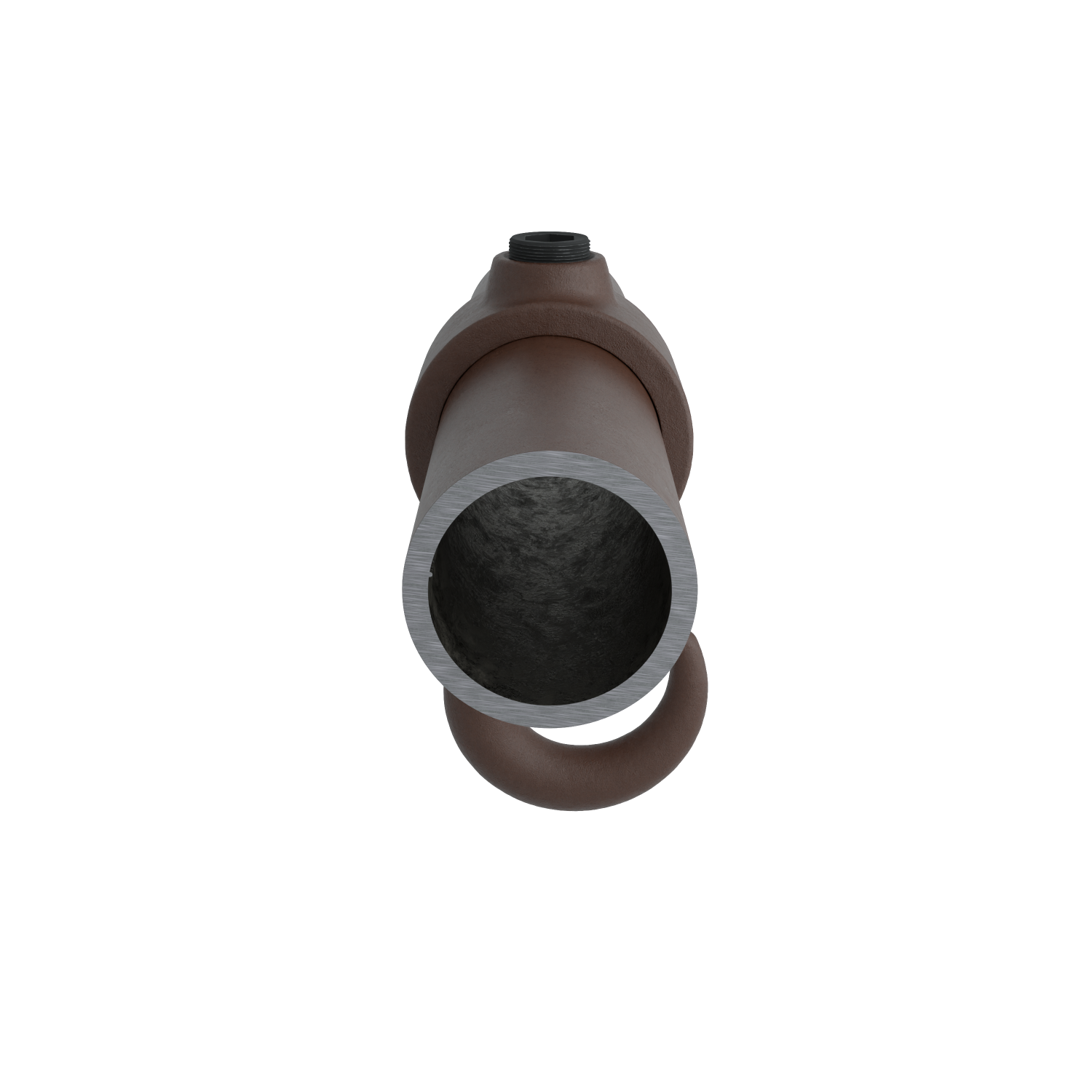 Buiskoppeling Kapstokhaak vintage 26,9 mm - zijaanzicht met buizen (Steigerbuisstunter.nl)