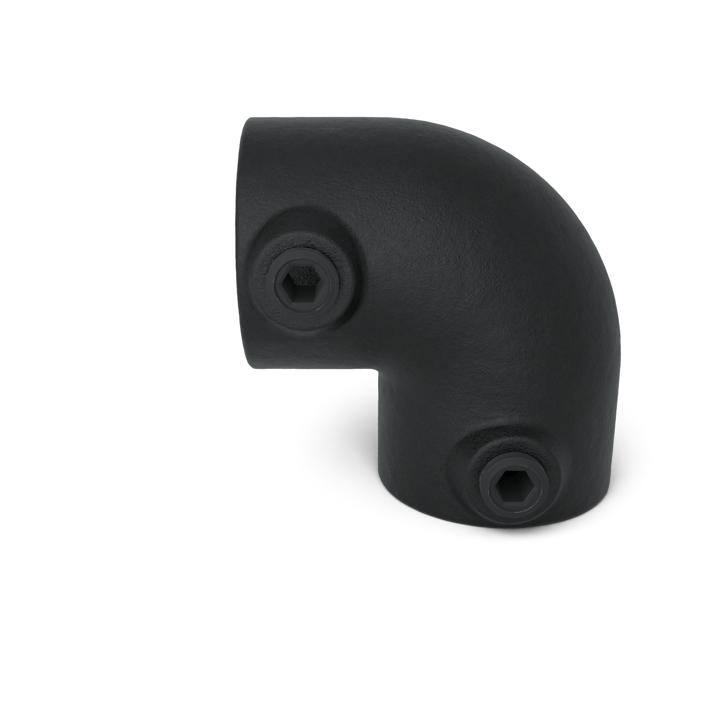Buiskoppeling Kniestuk 2-weg 90º - zwart voor buiten - 42,4 mm - vooraanzicht buiskoppeling (Steigerbuisstunter.nl)