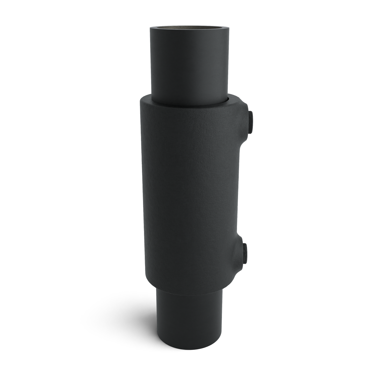 Buiskoppeling Koppelstuk - zwart voor buiten - 42,4 mm - zijaanzicht met buizen (Steigerbuisstunter.nl)