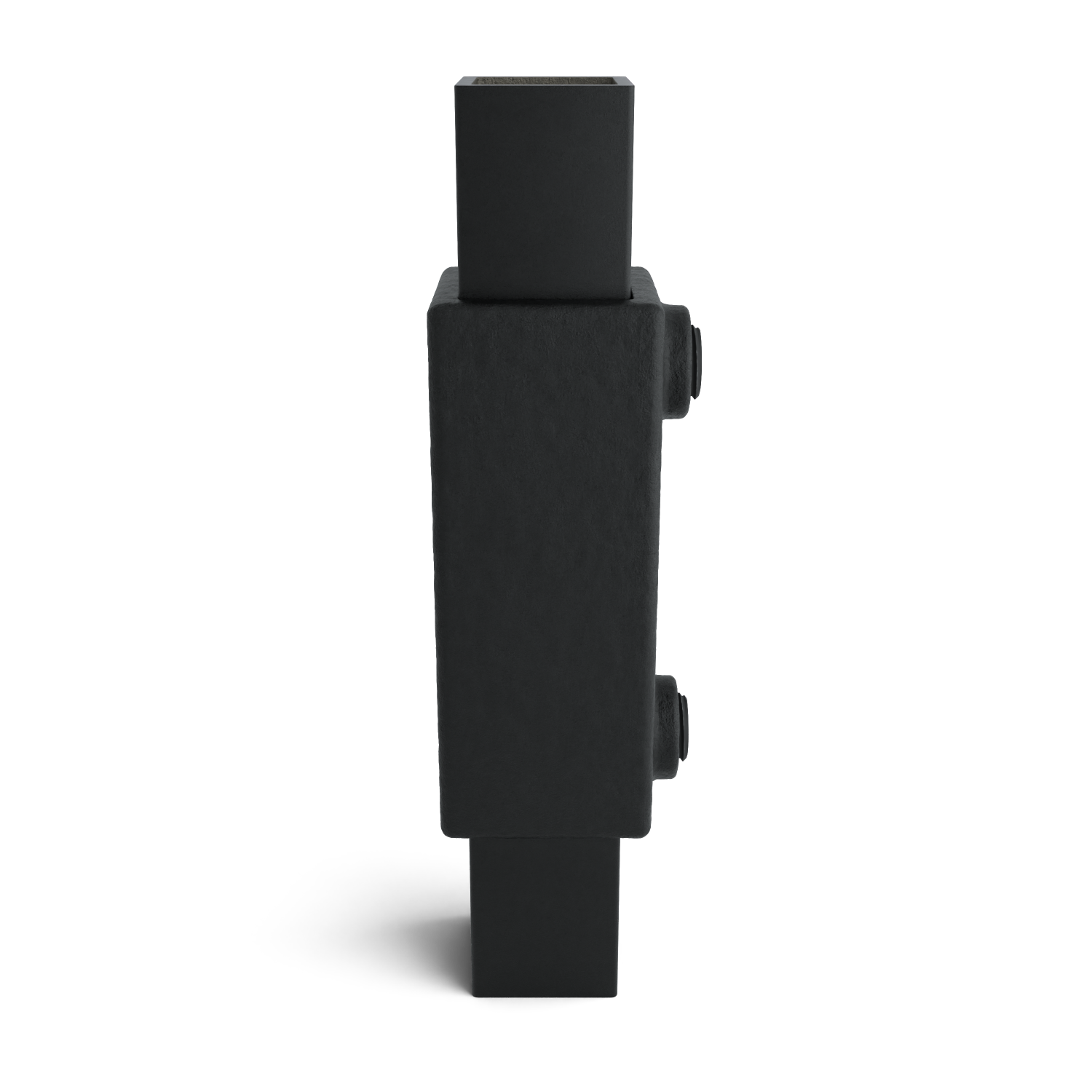 Buiskoppeling Koppelstuk zwart 25 mm vierkant - zijaanzicht met buizen (Steigerbuisstunter.nl)