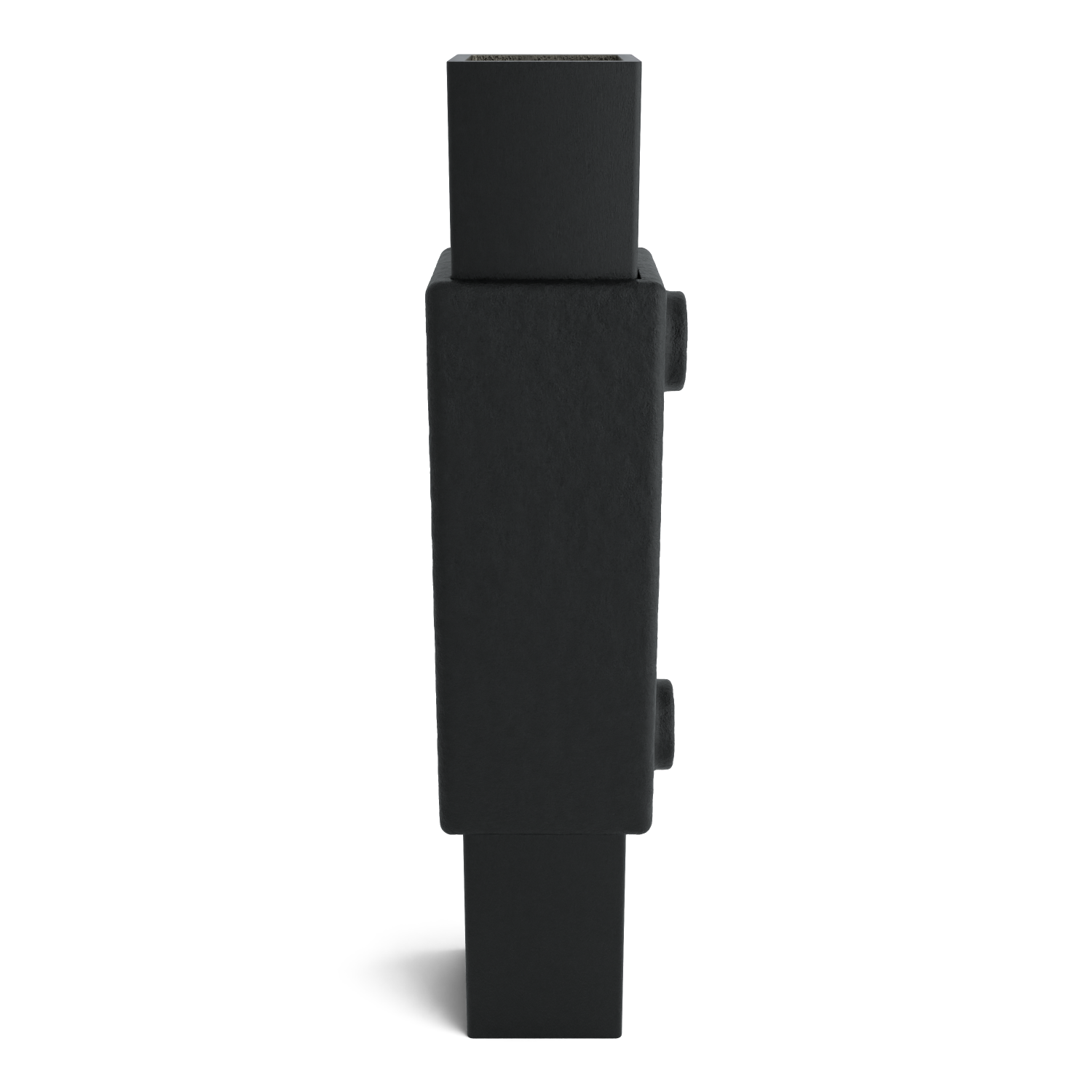 Buiskoppeling Koppelstuk 90º zwart 40 mm vierkant - zijaanzicht met buizen (Steigerbuisstunter.nl)