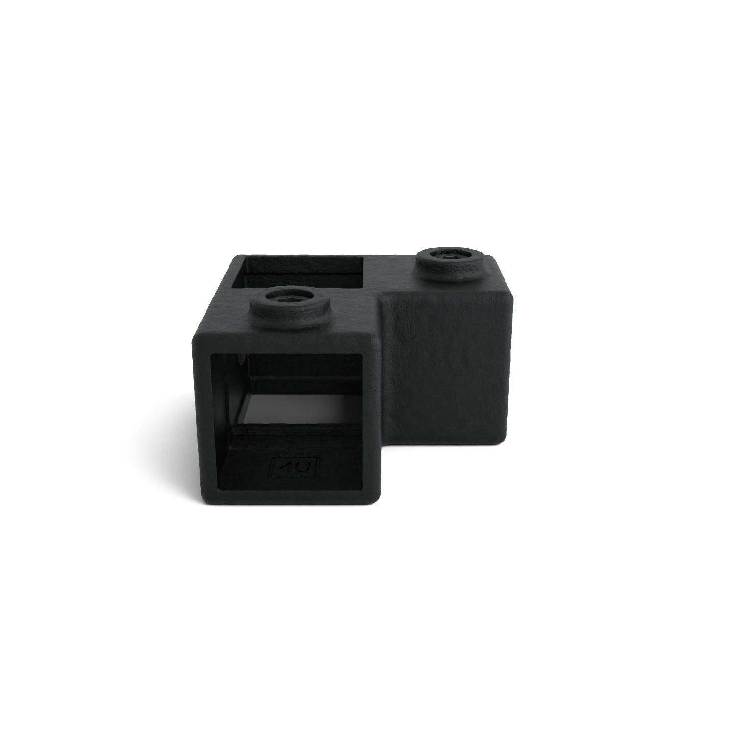 Buiskoppeling Hoekstuk 90º zwart 40 mm vierkant - schuin aanzicht buiskoppeling (Steigerbuisstunter.nl)