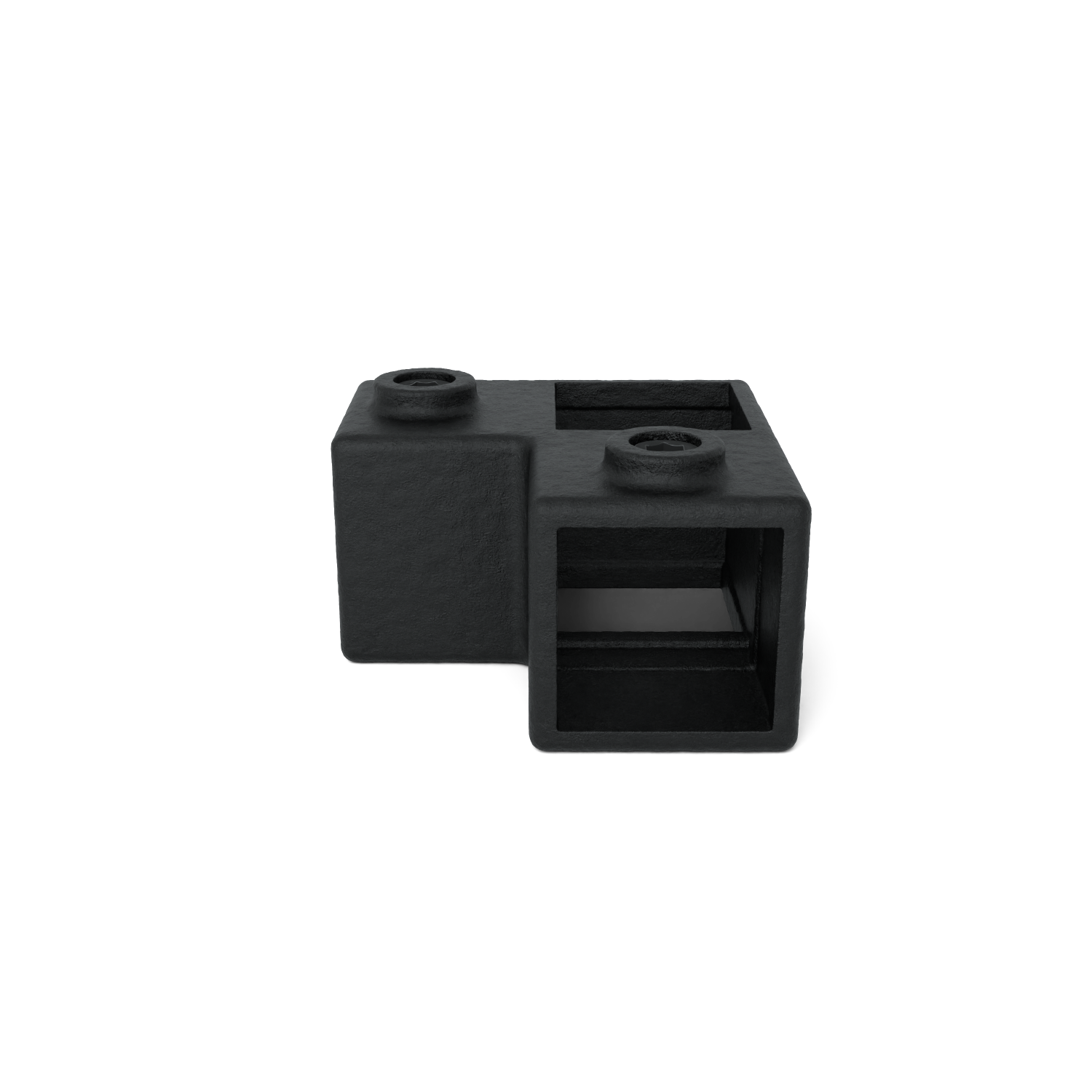 Buiskoppeling Hoekstuk 90º zwart 40 mm vierkant - zijaanzicht buiskoppeling (Steigerbuisstunter.nl)