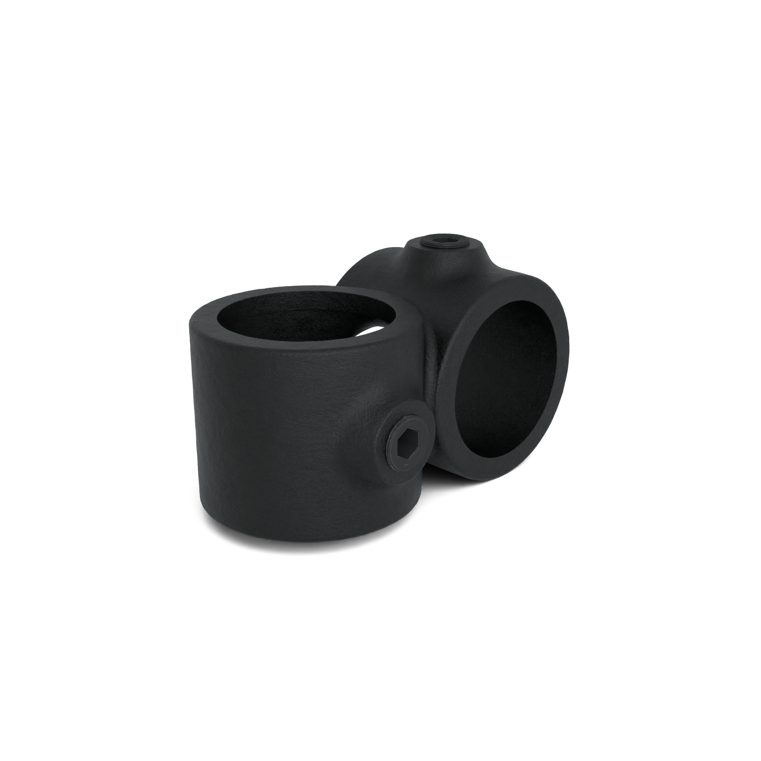 Buiskoppeling Kruisstuk 90º zwart 42,4 mm - schuin aanzicht buiskoppeling (Steigerbuisstunter.nl)