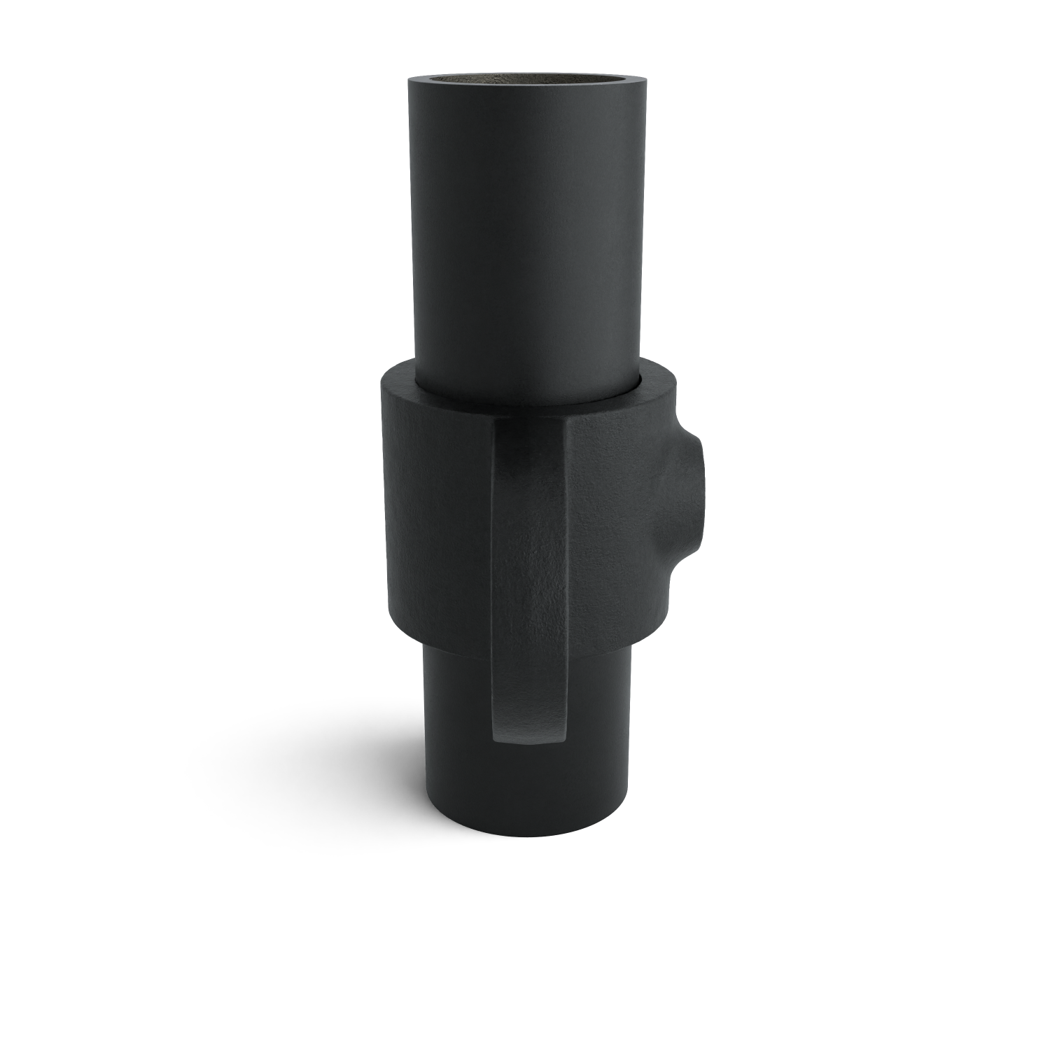 Buiskoppeling Oogdeel Scharnierstuk zwart 33,7 mm - zijaanzicht met buizen (Steigerbuisstunter.nl)