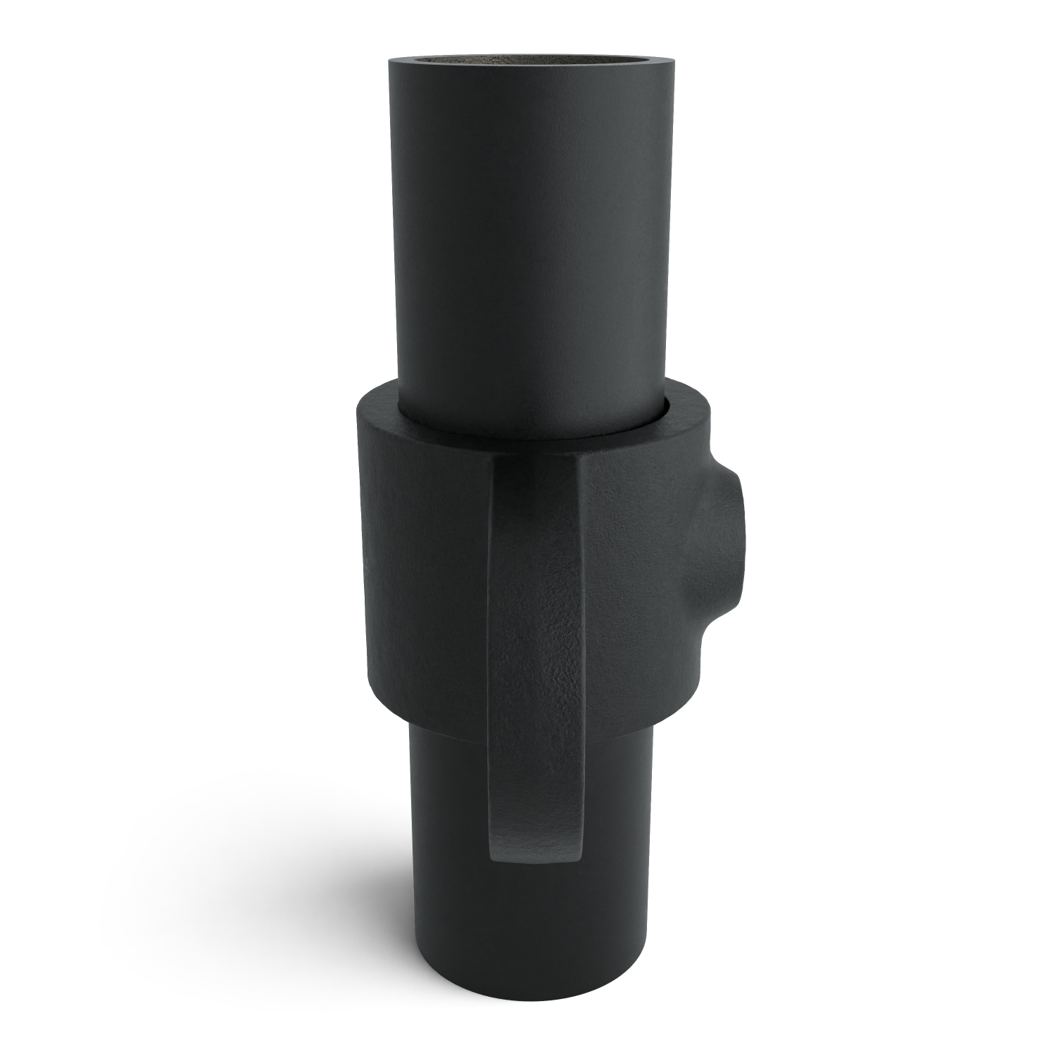 Buiskoppeling Oogdeel dubbel scharnierstuk 180º zwart 33,7 mm - zijaanzicht met buizen (Steigerbuisstunter.nl)