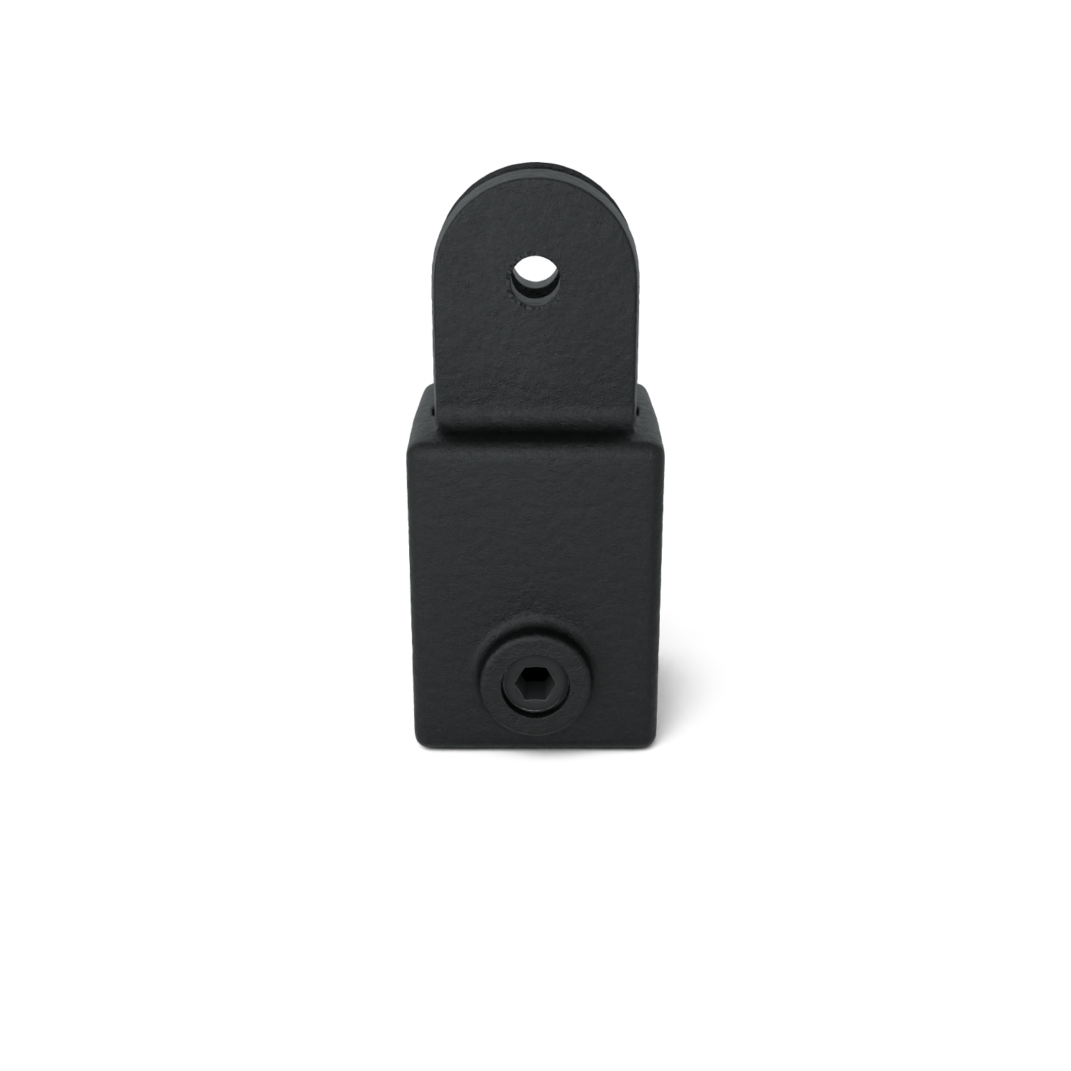 Buiskoppeling Hulsdeel scharnierstuk zwart 40 mm vierkant - vooraanzicht buiskoppeling (Steigerbuisstunter.nl)