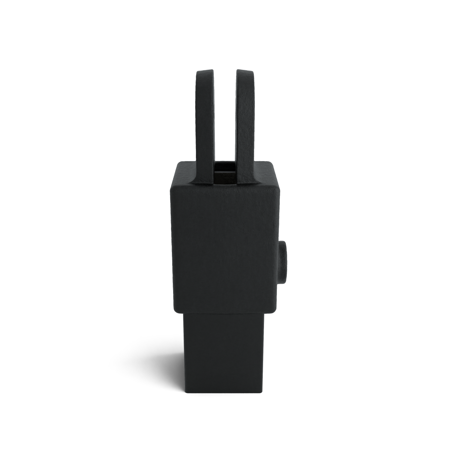 Buiskoppeling Hulsdeel scharnierstuk zwart 40 mm vierkant - zijaanzicht met buizen (Steigerbuisstunter.nl)