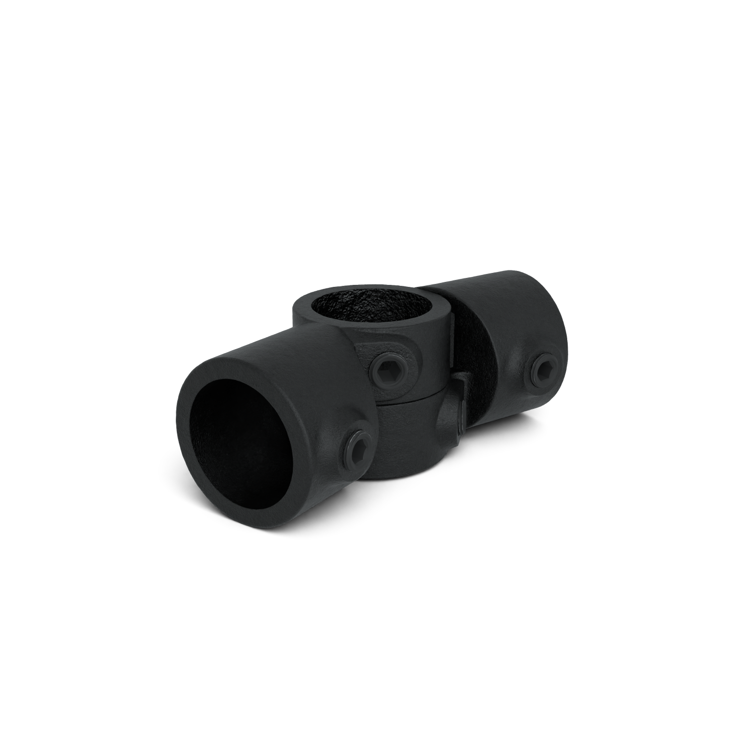 Buiskoppeling Verstelbaar hoekstuk zwart 33,7 mm - 1 stuk - schuin aanzicht buiskoppeling (Steigerbuisstunter.nl)