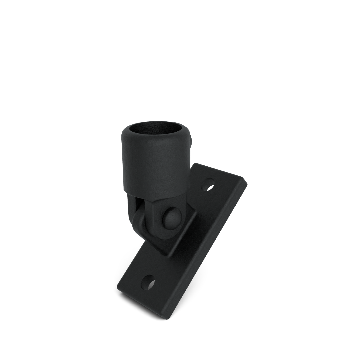 Buiskoppeling Scharniervoet zwart 42,4 mm - schuin aanzicht buiskoppeling (Steigerbuisstunter.nl)