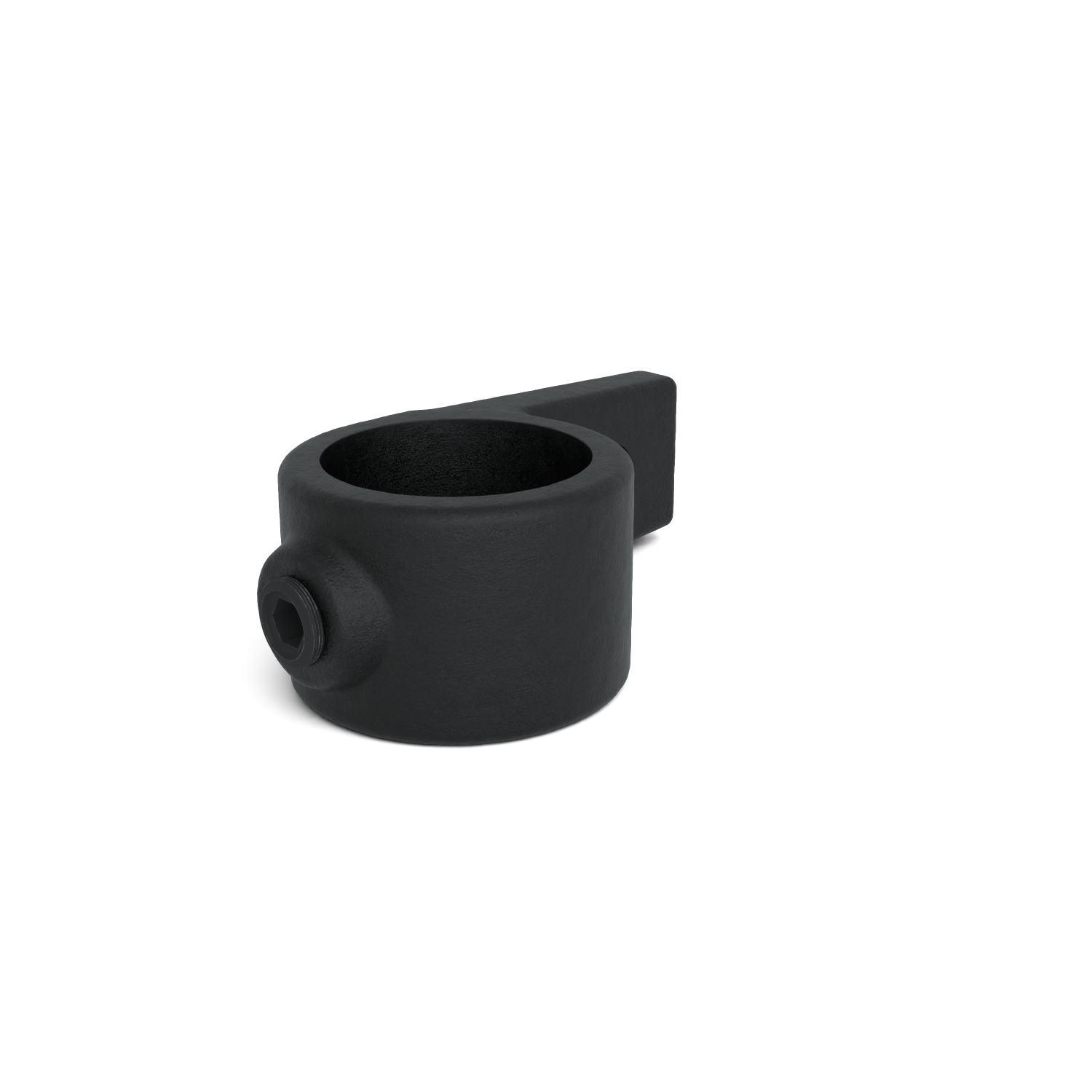 Buiskoppeling Bevestigingsring enkel - zwart voor buiten - 42,4 mm - schuin aanzicht buiskoppeling (Steigerbuisstunter.nl)