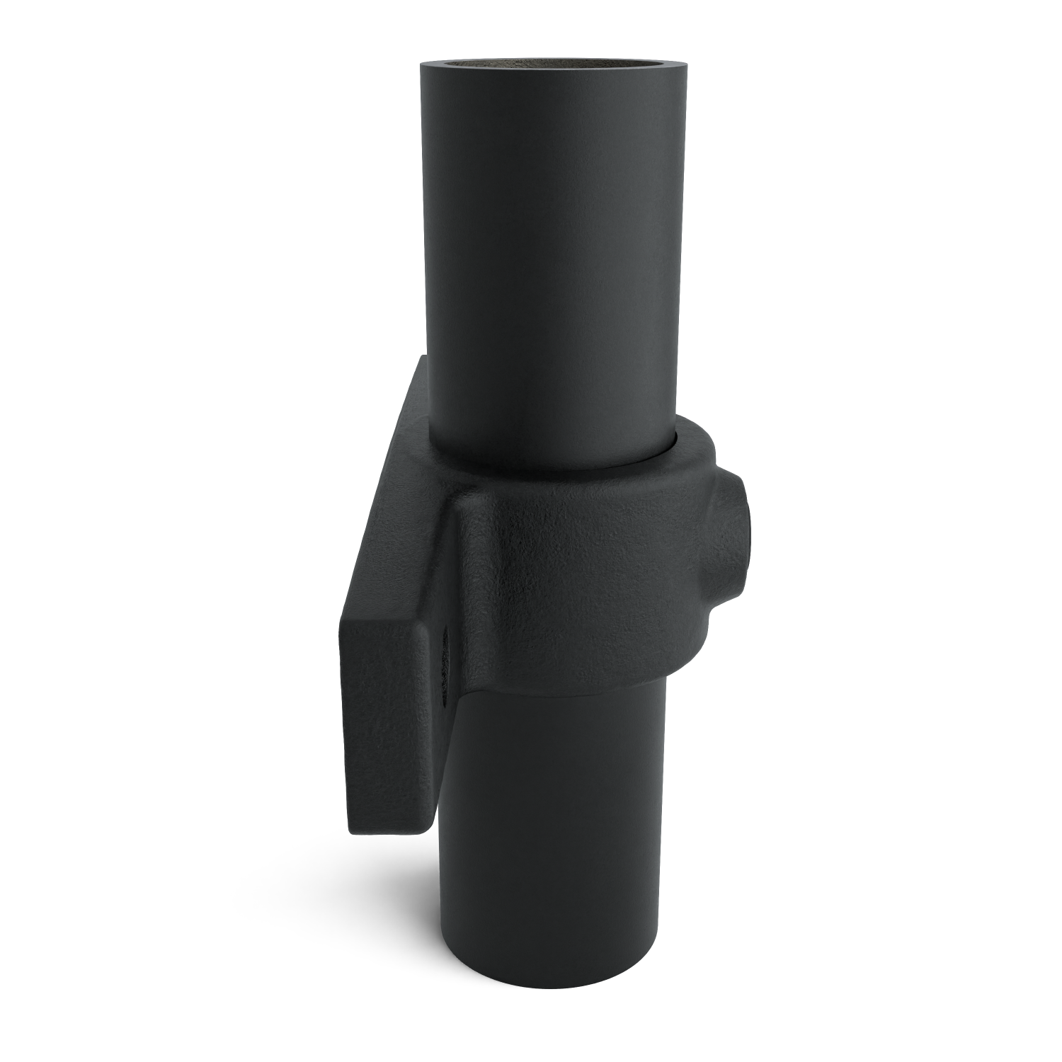 Buiskoppeling Bevestigingsring dubbel zwart 42,4 mm - zijaanzicht met buizen (Steigerbuisstunter.nl)