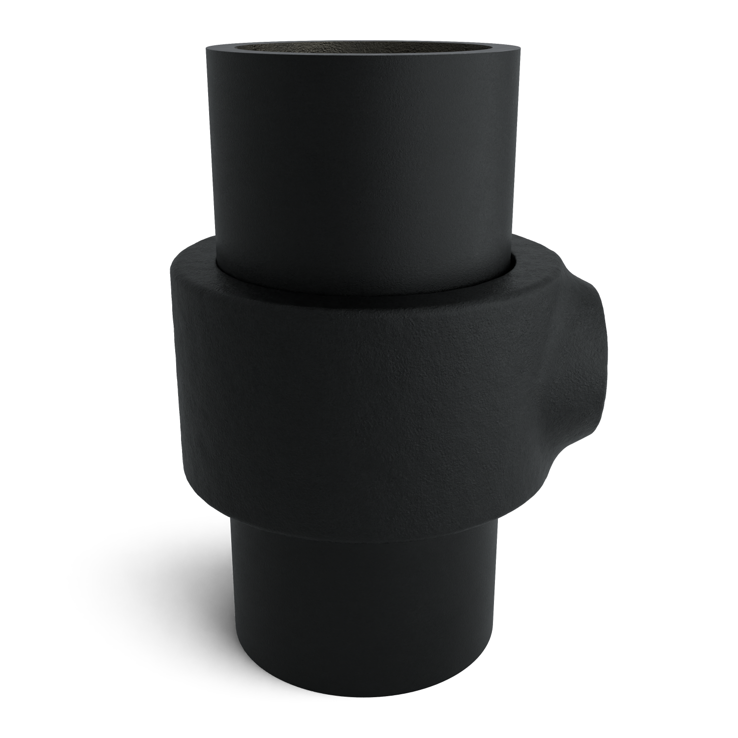 Buiskoppeling Borgring zwart 42,4 mm - zijaanzicht met buizen (Steigerbuisstunter.nl)