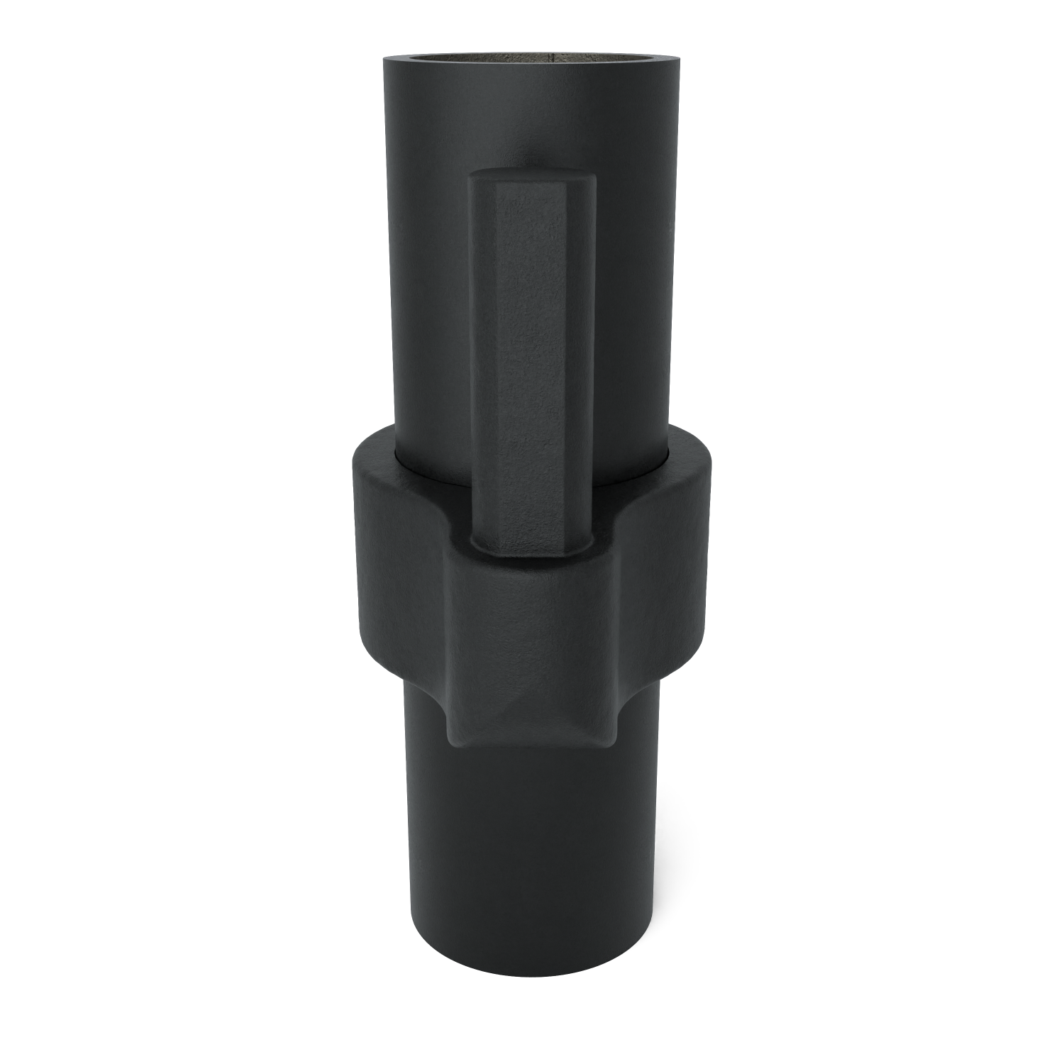 Buiskoppeling Scharnierpen zwart 48,3 mm - zijaanzicht met buizen (Steigerbuisstunter.nl)
