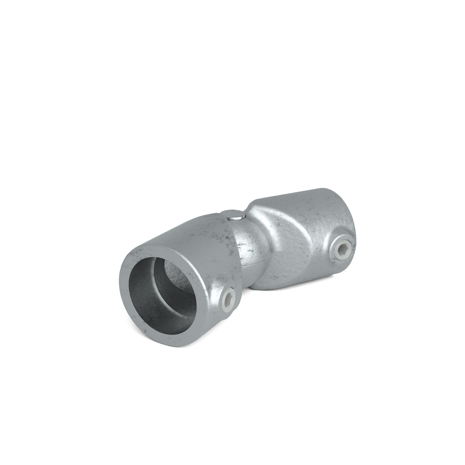 Buiskoppeling Kniestuk verstelbaar 75º - 270º 48,3 mm - schuin aanzicht buiskoppeling (Steigerbuisstunter.nl)