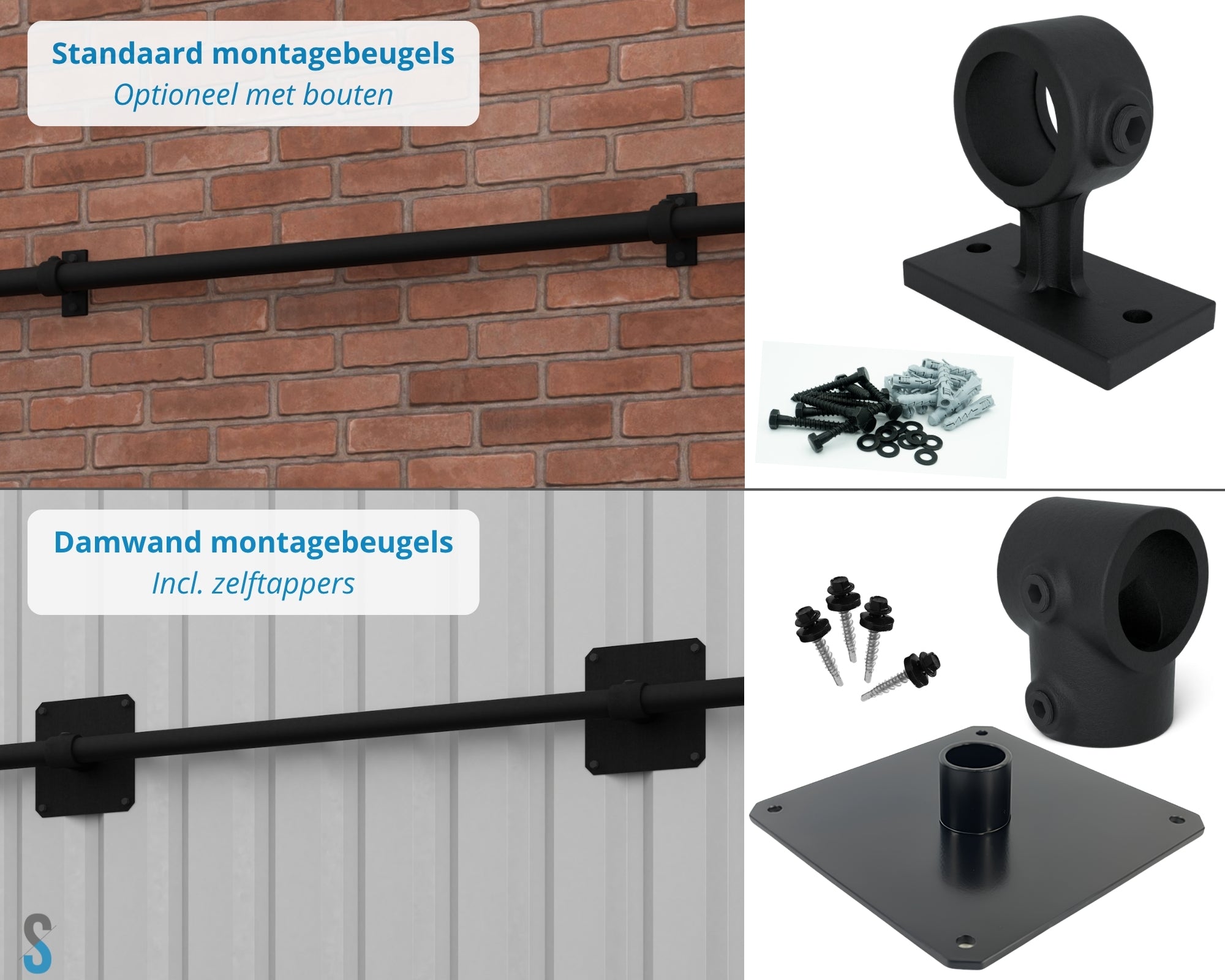 Zwart Spandoekframe Wandmontage