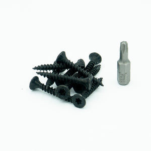 20 Zwarte schroeven 4x30 mm (incl. bitje)