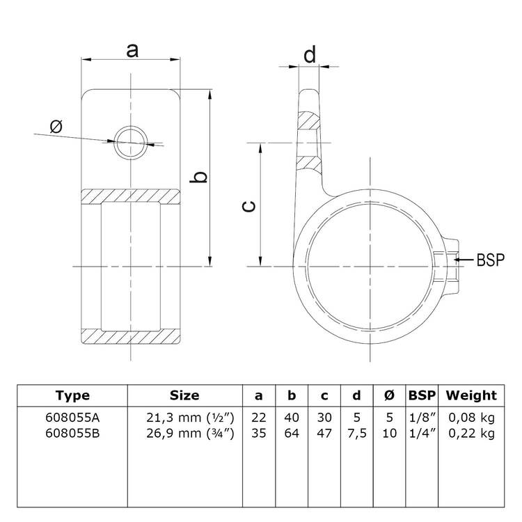 Bevestigingsring enkel 21,3 mm