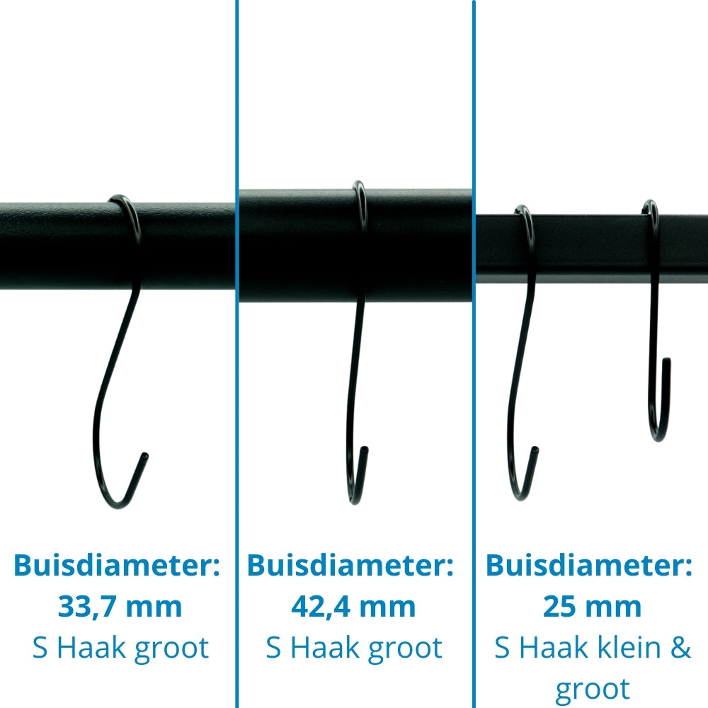 S haken zwart (set van 5 S-haken)