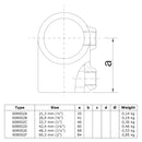 T-stuk kort 26,9 mm technische tekening