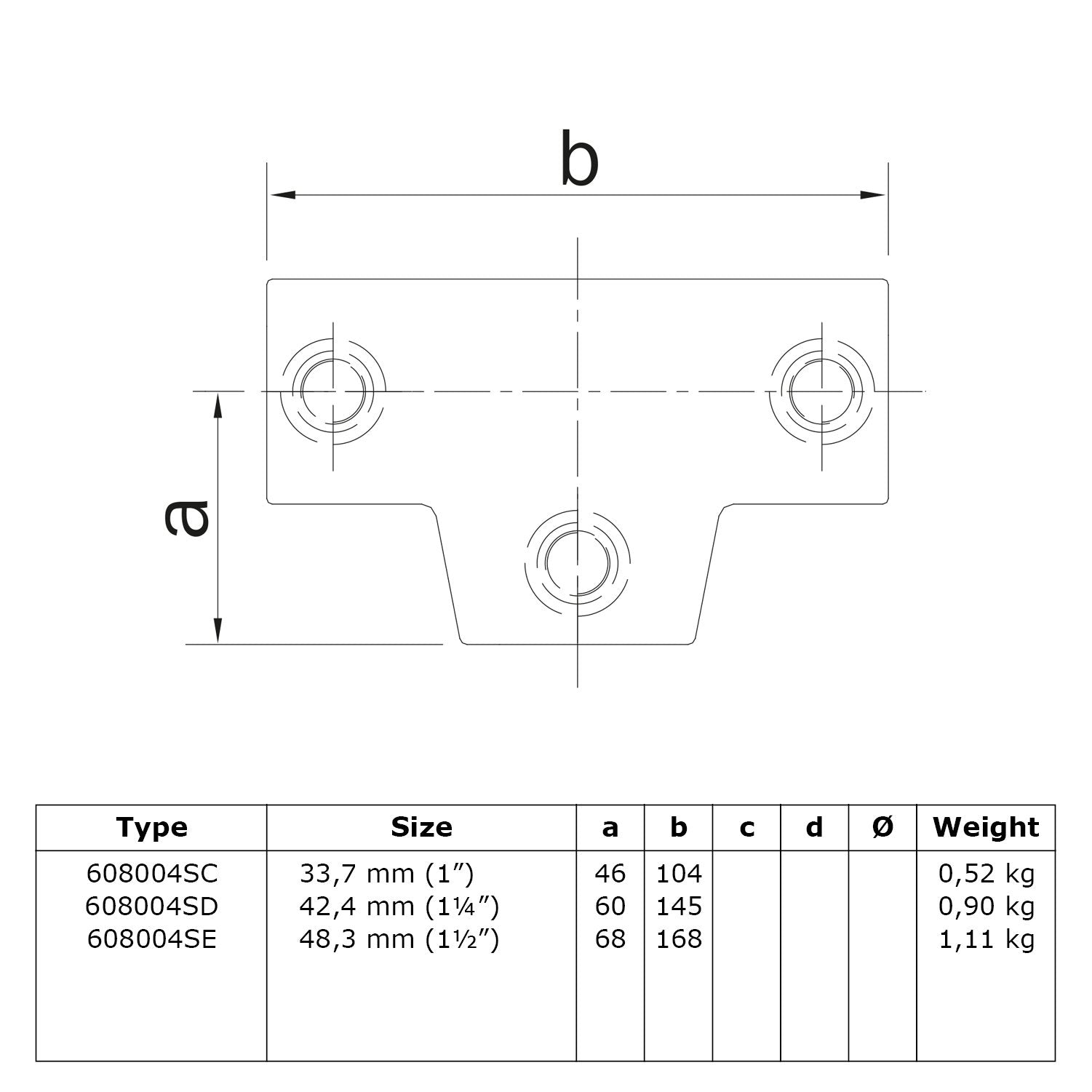 T-stuk lang ±11º 33,7 mm technische tekening