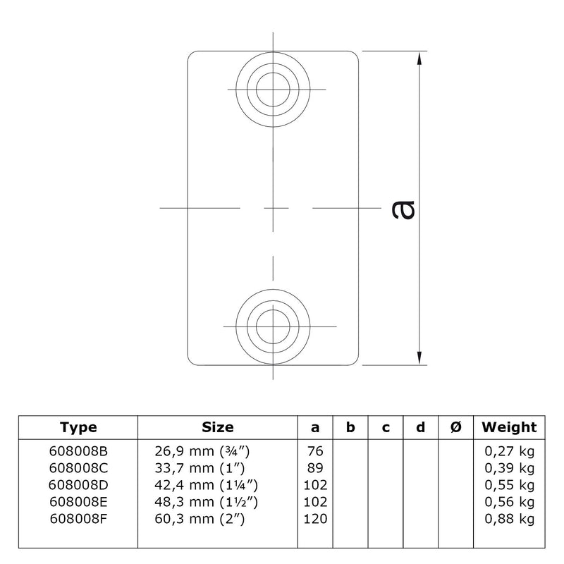 Koppelstuk 26,9 mm technische tekening