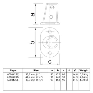 Voetplaat ovaal ±11º 48,3 mm technische tekening