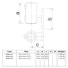 Boeiboordbevestiging verticaal 33,7 mm technische tekening