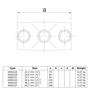 Kruisstuk 1-vlak 21,3 mm technische tekening