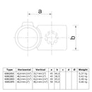Kruisstuk 90º verloop 33,7 - 48,3 mm technische tekening