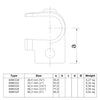 T-stuk open 26,9 mm technische tekening