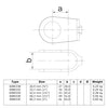 Kruisstuk open 33,7 mm technische tekening