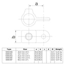 Oogdeel Scharnierstuk 48,3 mm technische tekening