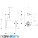 Oogdeel scharnierstuk zwart 25 mm vierkant