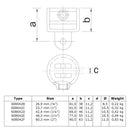 Hulsdeel scharnierstuk 48,3 mm technische tekening