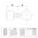 Scharnierstuk enkel 42,4 mm technische tekening